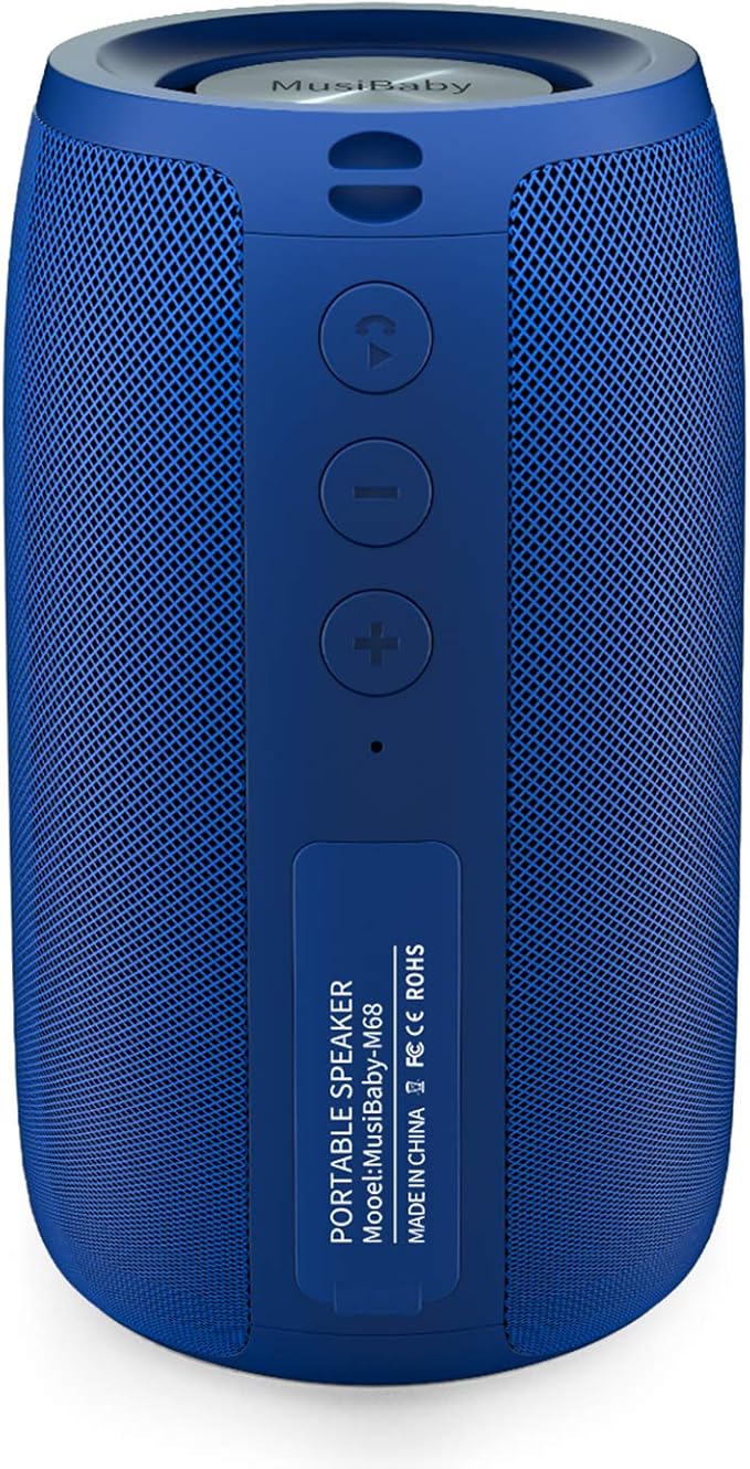 Bluetooth Speaker,MusiBaby Wireless,Waterproof,Outdoor,Portable Speaker,Dual Pairing,Loud Stereo,Booming Bass,24H Playtime Wireless Speakers for Home,iPhone,Party,Gifts(Blue)