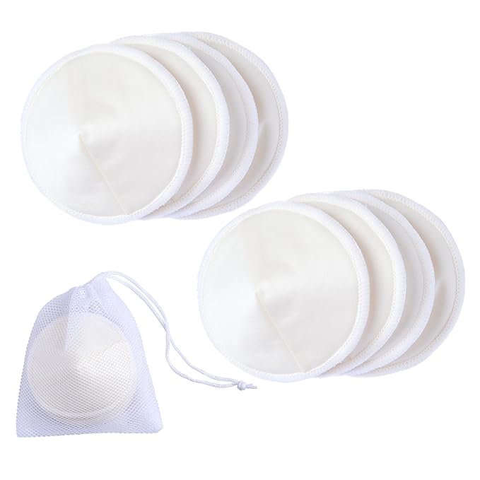 Ameda Washable Nursing Pads | 4 Pairs (8 Count) | Organic Bamboo Nursing Pads | Breastfeeding Supplies | Reusable Breast Pads for Leaking Milk | Breastfeeding Pads | Includes Mesh Laundry Bag