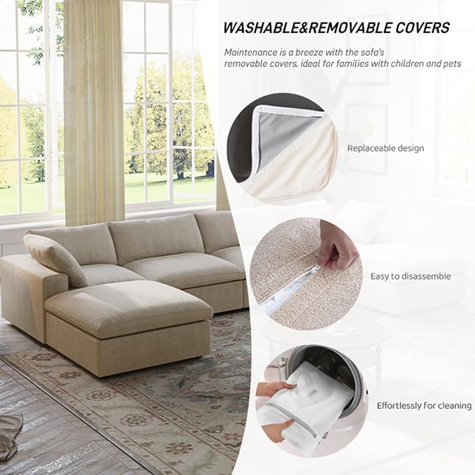 160.6" Cloud Couch Modular Sectional Sofa - Image 4