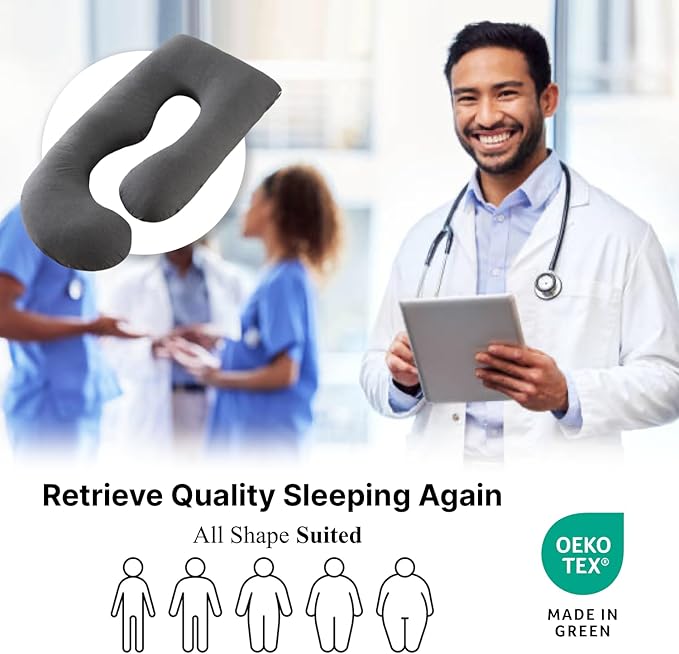 Pregnancy Pillow, Full Body Maternity Pillow 57 inch, with Removable Washable Cover - Support for Legs, Back, Neck, Shoulder, HIPS, Belly for Pregnent Women, Jersey Knit Cotton (Dark Grey)