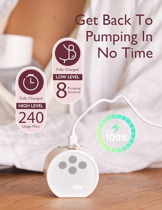 Momcozy Breast Pump S12 Pro Hands-Free, Wearable & Wireless Pump with Soft Double-Sealed Flange, 3 Modes & 9 Levels Double Electric Pump Portable, Smart Display, 24mm, 1 Pack, White