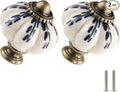 Ivory Pumpkin Knobs 2 Pack Ceramic Cabinet Knobs Vintage Drawer Pulls by Zernmiarder