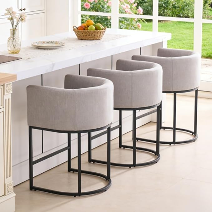 ClinQ 26" H Counter Height Bar Stools Set of 2, Modern Barrel Counter Stools - Image 7