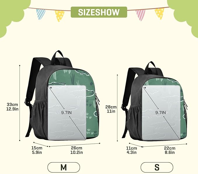 Toddler Backpack Cute Alligator Crocodile Waterproof Mini Backpack Boys/Girls Cute Small Backpack Kindergarten Pre School Bags (S)