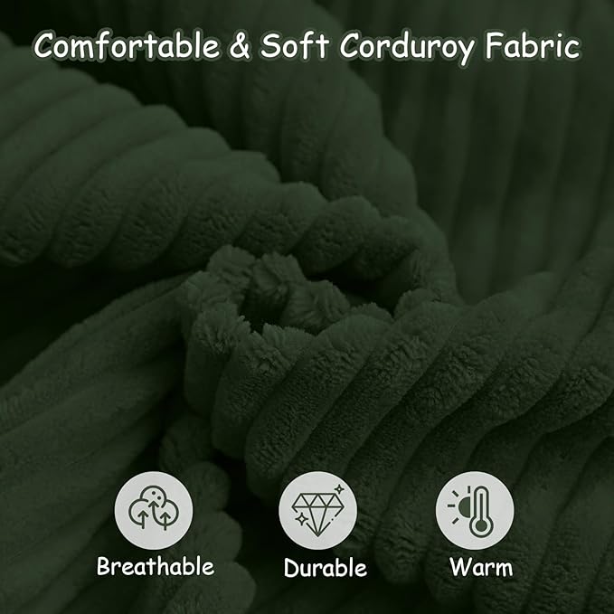 COMAX Kids Bean Bag Chair Turn into Beanbag Bed, Toddler Bean Chair Corduroy for Girl Boy Sleeping, Lazy Children Bean Bags with Filler, Convertible Child Floor Mattress, Dark Green