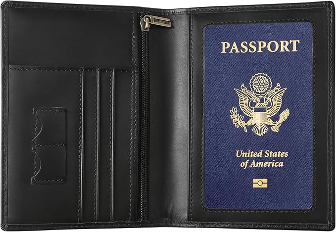 Ringsun Leather Passport Cover for Men Women, RFID Passport Wallet Case Travel Passport Holder for Family