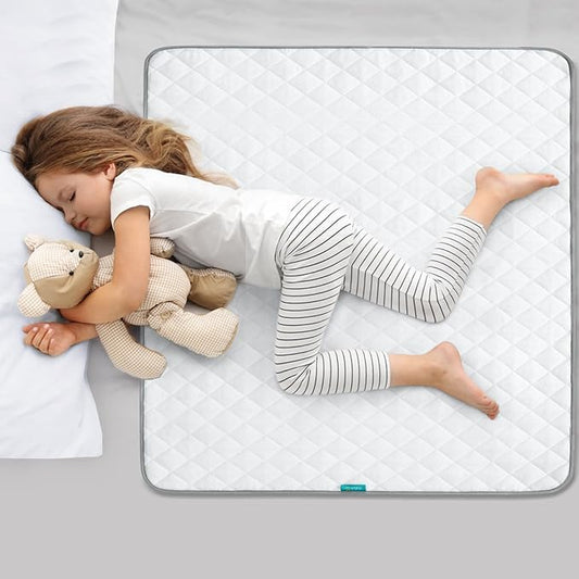 Waterproof Crib Mattress Protector 34" x 36", Non-Slip & Sturdy Mattress Pad Mat, 4 Layers Incontinence Bed Pad for Children Adults, Pets Training Pee Pad, White