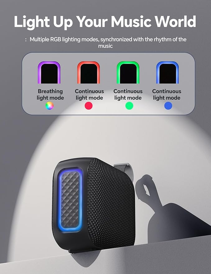 Portable Bluetooth Speaker Waterproof Wireless: IPX5 HD Sound Up to 24H Playtime, Birthday White Elephant Gifts Stocking Stuffers for Adults Teens Women Men, Cool Electronics for Outdoor Travel-Black