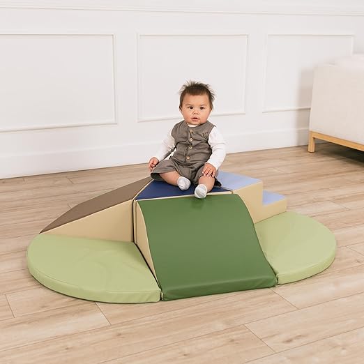 Factory Direct Partners 13800-ET SoftScape Toddler Playtime Junction 360 Climber Plus Side Pads, Indoor Active Play Structure for Toddlers and Kids; Safe Soft Foam (7-Piece) - Earthtone