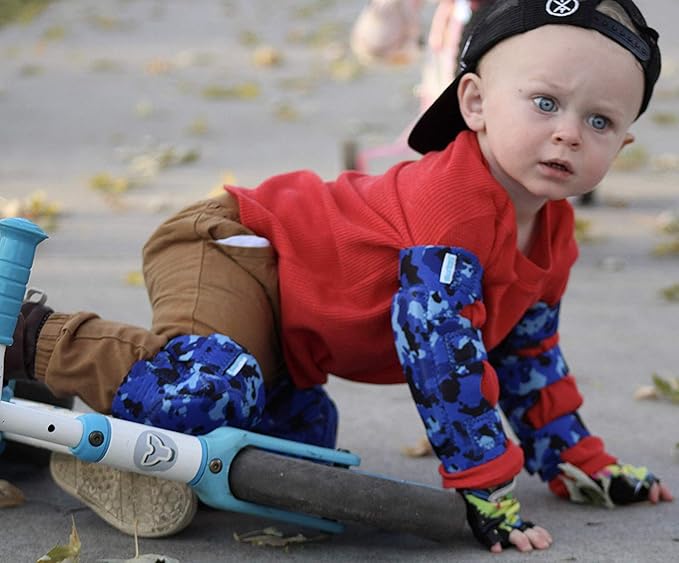 Soft-Style Kids Knee and Elbow Pads with Bike Gloves, Flexible Impact-Resistant Gear for Ages 2-11, Designed for Balance Bikes, Roller-Skating, and Skateboarding