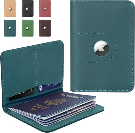 ALLIVE Genuine Leather Passport Holder with Airtag, Travel Must Haves Airport Essentials, Passport Cover Case Travel Gifts