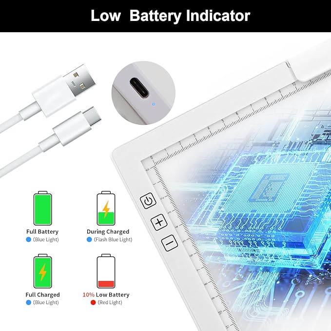 KOBAIBAN Wireless A4 LED Light Pad with Innovative Stand, Top Clip, Stepless/ 6-Level Dimmable Brightness Rechargeable tracing Light Box/Board for Cricut Weeding Vinyl, Diamond Painting, HTV (White)