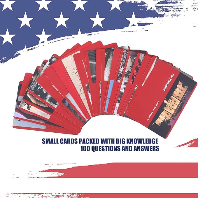 Us Citizenship Test Flash Cards 2025, Tarjetas para La Ciudadania De Las 100 Preguntas, Tarjetas De Ciudadania 2025 inglés y español, Naturalization Study Guide with 100 Questions & Answers