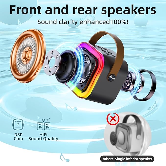 Kinglucky Mini Karaoke Machine for Kids, 2025 TOP Birthday Gifts Ideas for 3-12 Year Old Girls, Christmas Party Gifts Kids' Personal Video Players Accessories with 2 Wireless Microphones - Black