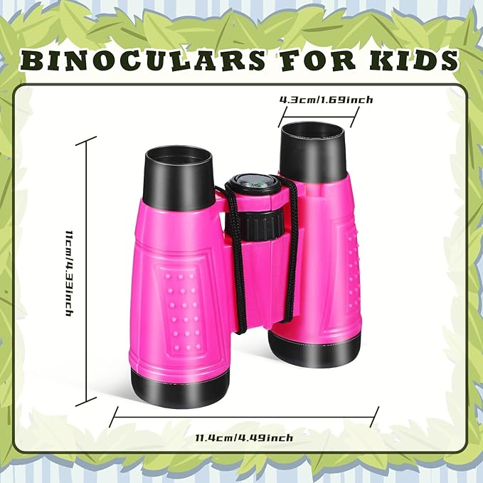 Libima 24 Pcs Binoculars for Kids Educational Compact Kids Binoculars with Neck String Toddler Telescope for Boys Girls Learning Bird Watching Camping Hiking Travel Safaris Birthday Gifts(Pink)