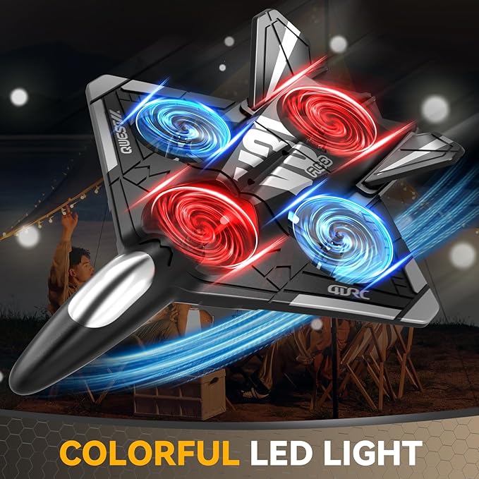 4DRC V31 Foam RC Planes Remote Control Airplanes for Kids Adults 4-7 8-16, Remote Control Planes Fighter Jet with Light, 360° Flip Fighter Jet Toy, Gravity Sensing, Stunt Roll, Gifts for Kids Boys