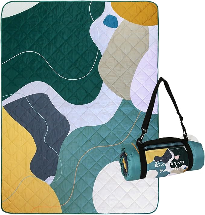 Exclusivo Mezcla Waterproof Picnic Blanket 60x80 Inches Large Multicolor Floral Polyester Sandproof Modern Camping Blanket