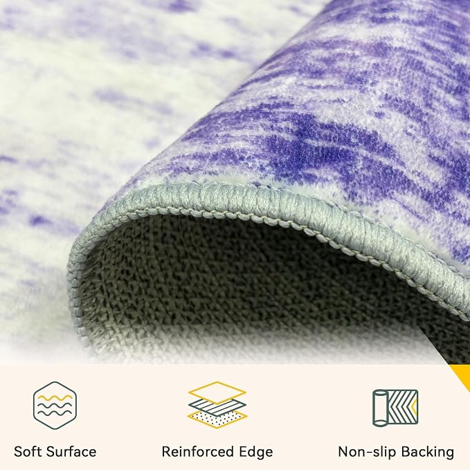 RELEANY Washable Area Rugs 2'x6' Non-Slip Modern Abstract Soft - Image 5