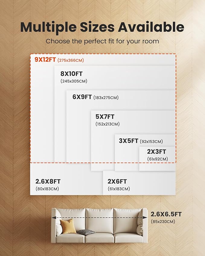 Amada 9x12 Large Area Rug, Modern Abstract Living Room Rug with Non-Slip Backing & Short Pile, Washable Rug with Abstract Pattern for Living Room, Bedroom and Dinning Room, Blue