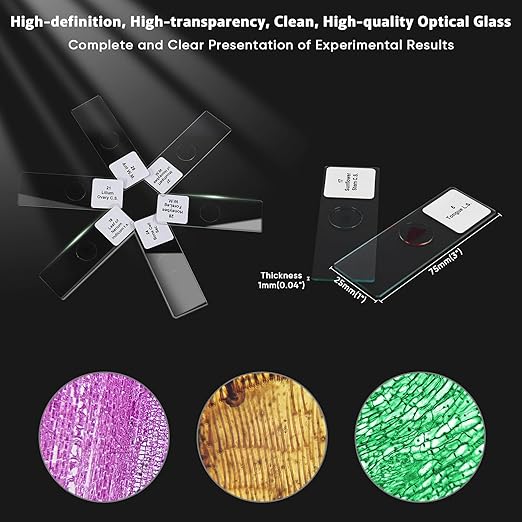 30 Microscope Slides with Specimens,Prepared Microscope Slides for Kids,Glass Slides for Microscope,Prepared Slides for Kids Microscope,Microscope Slide Preparation Kit for Biology Science Classes