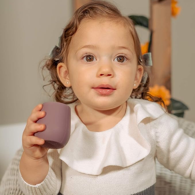 | Teenie Tiny™ Silicone Developmental Baby-Led Weaning Drinking Cups (2 pack) (Warm Taupe and Mauve)