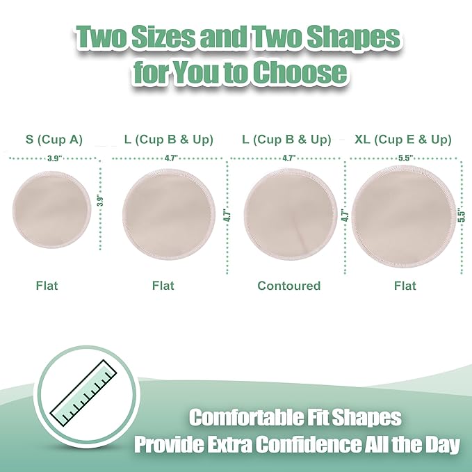 wegreeco Nursing Breast Pads (14 Pack) + Laundry Bag & Travel Storage Bag, 4.7 inch - Washable & Reusable Breastfeeding Nursing Pads (Rose Gold, Large, Plain Shape)