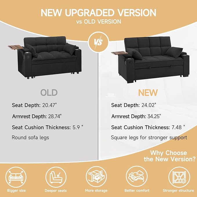 Auvsoce 65'' Chaise Lounge Chair Indoor, 3-in-1 Convertible Sofa Bed - Image 8