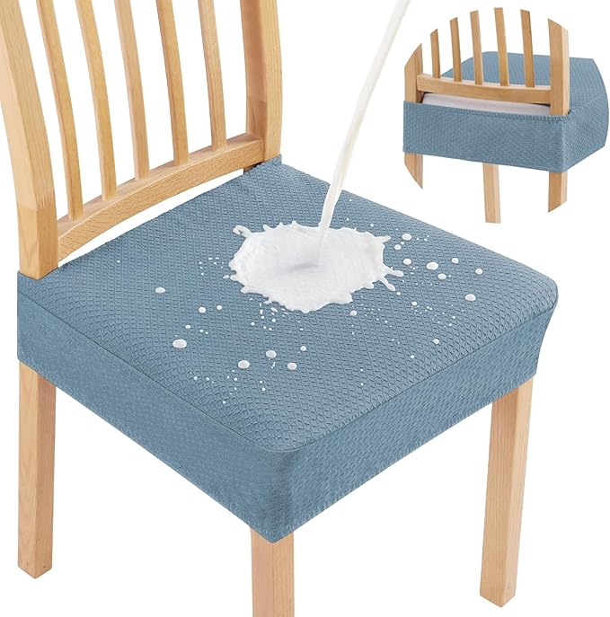 Smiry Waterproof Seat Covers for Dining Room Chairs Set of 6, Stretch Jacquard by Smiry