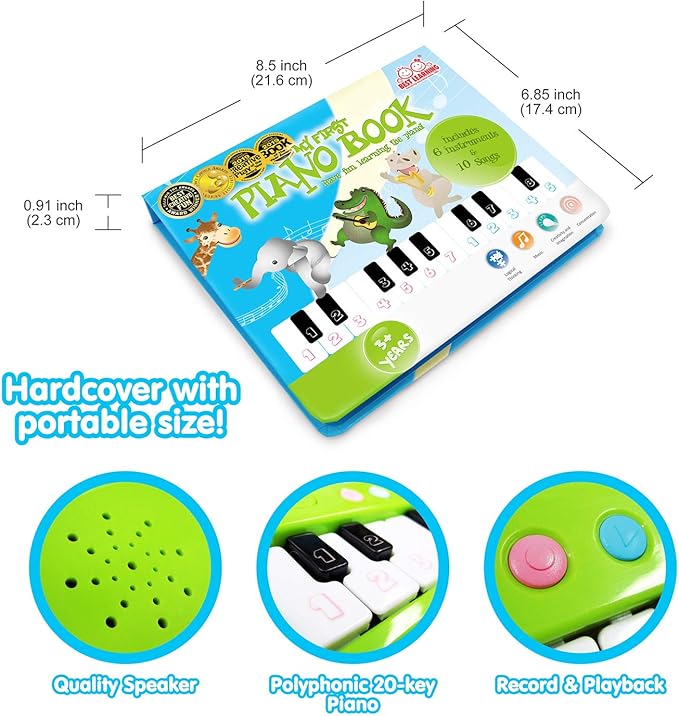 BEST LEARNING My First Piano Book - Educational Musical Toy for Toddlers Kids Ages 3-5 Years - Ideal 3, 4 Year Old Boy or Girl Birthday Present