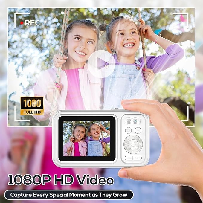 Digital Camera for Kids, WITYEAH 48MP FHD 1080P Point and Shoot Digital Cameras with 16X Zoom Anti-Shake, Compact Portable Cameras for Photography, for Boys Girls Teens Beginners,White