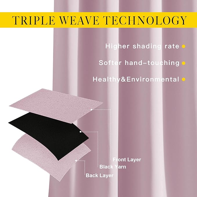 NICETOWN Room Darkening 78 inch Curtains for Doorway 2 Panels, Grommet Light Reducing Thermal Insulated Privacy Door Curtains Window Treatments for Bedroom, Baby Pink, W52 x L78