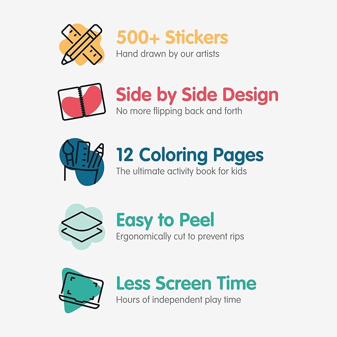 Whimsical Sticker Book Activity for Kids, Into The Forest by Cupkin, Toddler Airplane Travel Essentials, 500+ Stickers for Kids 12 Scenes + Coloring Book Pages, Crafts Ages 2-8