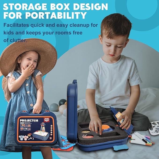 Drawing Kit 4-6, Drawing Projector for Kids, Art Sketch Projector Drawing and Tracing Include 64 Projection Image, Color Pen, Drawing Stencil, Kids Learn How to Draw Toys Set for Boys Girl Ages 3-5