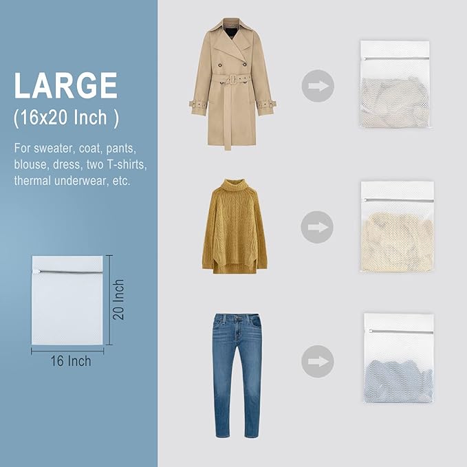 Muchfun 3Pcs Durable Honeycomb Mesh Laundry Bags for Delicates 16 x 20 Inches (3 Large)