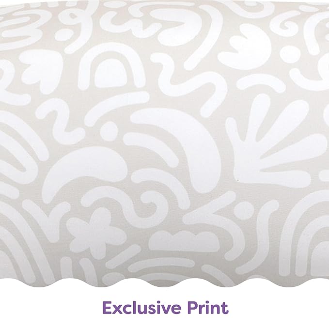 Boppy Nursing Pillow - Ergonomic Bottle & Breastfeeding Pillow with High, Firm, Large Area, Water-Repellent Cushion with Washable Cover; Baby Safety Alliance Verified - Cream Retro Squiggles