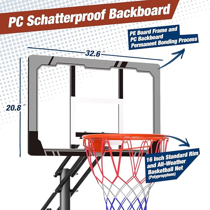 Mayfire Kids Basketball Hoop Adjustable Height 4-8.5 FT, Portable Basketball Goal System with 33'' Shatterproof Backboard for Kids Youth Teens in Driveway, Backyard, Outdoor Play