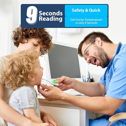 Boncare 9 Seconds Digital Basal Thermometer - Accurate Oral & Rectal Thermometer for Adults & Kids, Fever Alarm, Large Display (Blue)