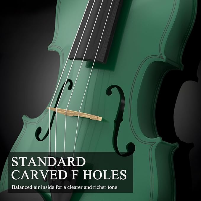 Beginner Violin 4/4, Full Size Violin for Adults, Teens, Student, Acoustic Fiddle Kit with Hard Case, Bow, Rosin, Bridge, Learners Age 12+ (Green)