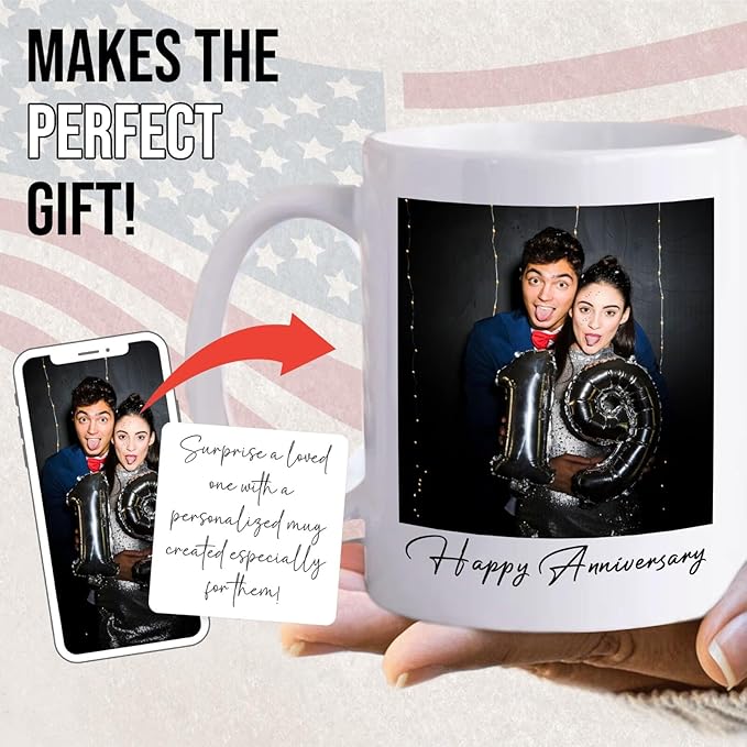 Ship Next Day Custom Mug Design Your Own Photo Text Personalized Picture Gifts for Women Men Customized Gift Idea Personalized Coffee Mugs 11oz White Handle