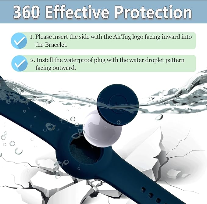 Waterproof Bracelet for AirTag Kids, Personalized Initial Letter Hidden Holder Compatible with Air Tag, Silicone Case for Airtag Adjustable Anti-Lost GPS Tracker for Toddler Child Elder, W