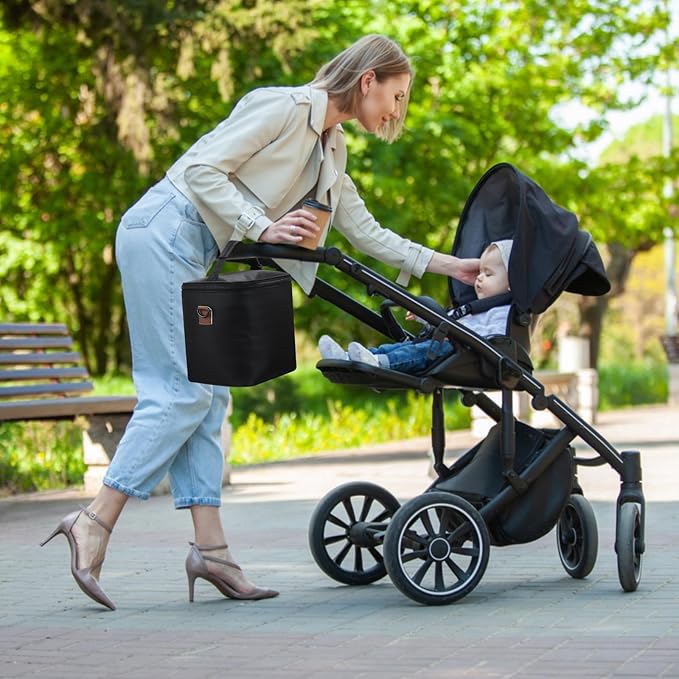 Accmor Breastmilk Cooler Bag with Ice Pack, Baby Bottle Cooler Bags, Insulated Bottle Cooler Tote Bags On The Go, Fits 6 Large 9oz Bottles, for Nursing Mom Daycare Travel, Black