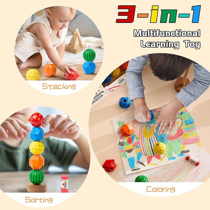 Lebze 5 Colors Educational Crayons Washable for Boys Girls Toddlers, Jumbo Non-Stick Kids Crayons, Easy to Hold Stacking & Sorting Sensory Toys Preschool Learning Ages 2+ Flower Monaco