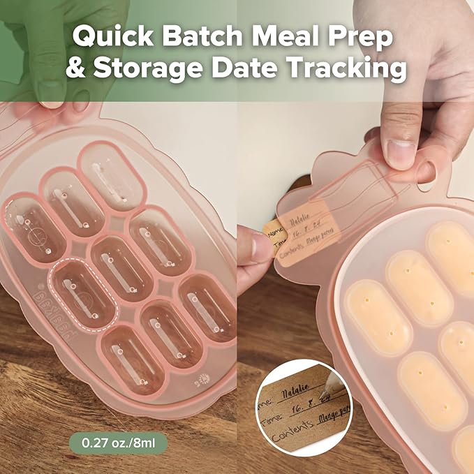 Haakaa Silicone Nibble Freezer Tray -Breastmilk Teething Popsicle Mold - Baby Fruit Food Feeder Teether Tray - Baby Food Maker - Ice Cube Tray - 4 Months+ Babies - BPA Free - Blush