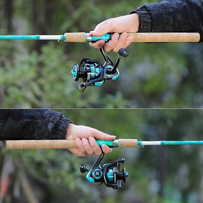 Sougayilang Fishing Rod and Reel Combo, 2-Piece 5-Foot 6-Inch Graphite & Fiberglass Rod, Durable and Strong, Quickset Anti-Reverse Fishing Reel (1Pack/2Pack)