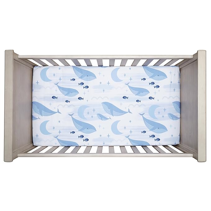 Lambs & Ivy Bubbles & Squirt 3-Piece Whale/Ocean Aquatic Baby Crib Bedding Set
