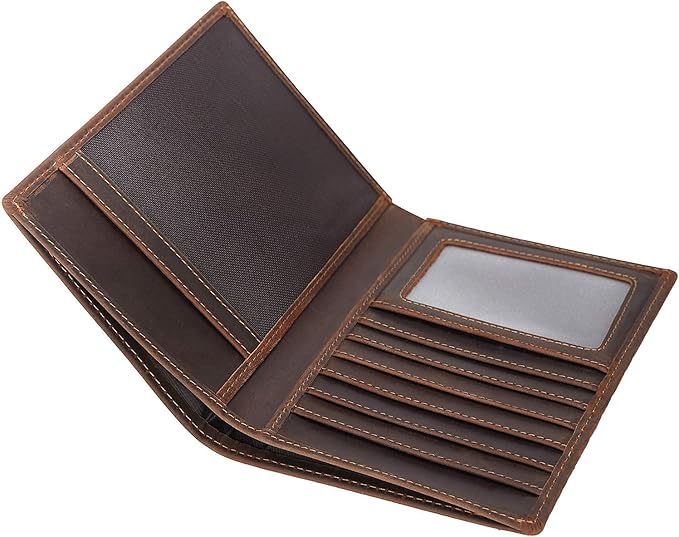 Polare Luxury RFID Blocking Leather Passport Holder Travel Wallet For Men and Women (Dark Brown)