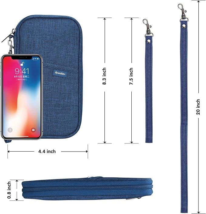 RFID Family Passport Wallet Holder Waterproof, Travel Document Organizer Credit Card Clutch Bag for Men Women