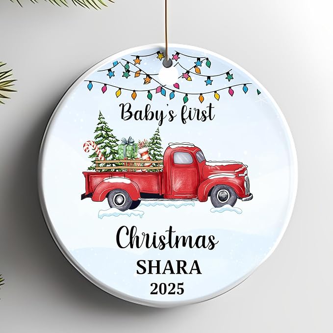 Personalized Baby First Christmas Ornament 2025 - Custom Ornament for New Baby - Babies Name Keepsake - Sweet Gift for Parents - Newborn, New Mom, Dad Gifts On Christmas, Birthday