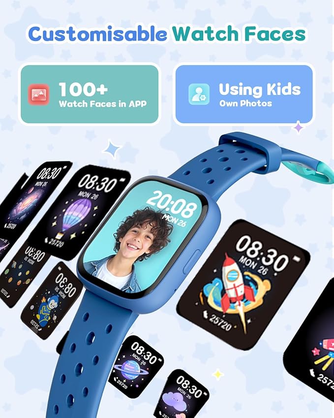 Kids Watch for Boys 5-12, Kids Smart Watch Fitness Tracker Pedometer, No Phone Needed, Puzzle Games with Parental Control, IP68 Waterproof, Heart Rate, Sleep Monitor, Step Counter, 80 Sports