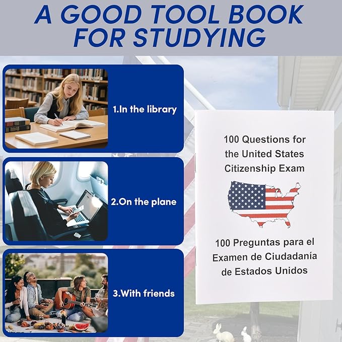 US Citizenship Flash Cards 2025 | 100 USCIS Civic Flash Card (Questions & Answers) | Bilingual English & Spanish Naturalization Test Study Guide | Includes Booklet & Portable Cards Ideal Gifts